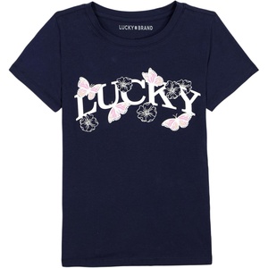 image:imageLucky Brand Girls Short Sleeve Graphic TShirt Tagless Cotton Tee with Fun DesignsNavy Butterfly Logo