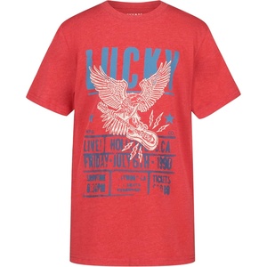 image:imageLucky Brand Boys Short Sleeve Graphic Crew Neck TShirt Soft Comfortable Relaxed FitEagle Rock Red Heather