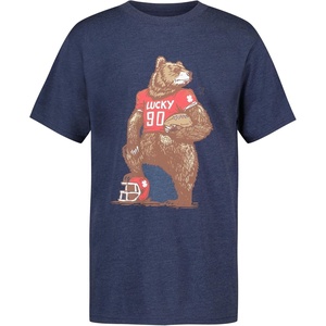 image:imageLucky Brand Boys Short Sleeve Graphic Crew Neck TShirt Soft Comfortable Relaxed FitFootball Bear Dark Denim Heather