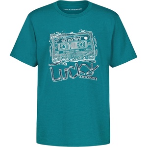 image:imageLucky Brand Boys Short Sleeve Graphic Crew Neck TShirt Soft Comfortable Relaxed FitMix Tape Deep Lake Heather