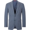 image:imageLucky Brand Mens Heather Knit Sport Coat Slim Fit Plaid Pattern 2 Button Notch CollarBlue