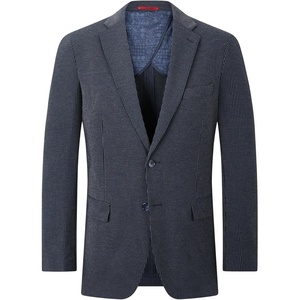 image:imageLucky Brand Mens Heather Knit Sport Coat Slim Fit Plaid Pattern 2 Button Notch CollarNavy