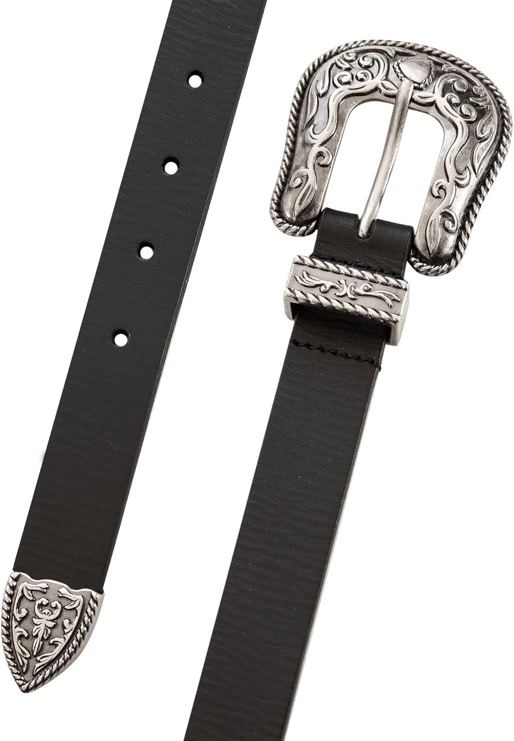 image:imageLucky Brand Womens Western Leather Belt  Classic  Fashion  Vintage  Buffalo Leather  WesternInspiredWestern Buckle and Tip  Black