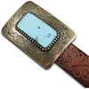 image:imageLucky Brand Womens Western Leather Belt  Classic  Fashion  Vintage  Buffalo Leather  WesternInspiredBig Buckle  Brown