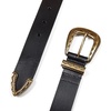 image:imageLucky Brand Womens Western Leather Belt  Classic  Fashion  Vintage  Buffalo Leather  WesternInspiredTextured Buckle  Black