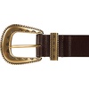 image:imageLucky Brand Womens Western Leather Belt  Classic  Fashion  Vintage  Buffalo Leather  WesternInspiredTextured Buckle  Brown