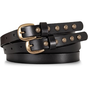 image:imageLucky Brand Womens Studded Leather Belt  Stylish  Classic  Modern  Jeans  Pants  Skirt  DressDouble Buckle  Black