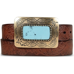 image:imageLucky Brand Womens Western Leather Belt  Classic  Fashion  Vintage  Buffalo Leather  WesternInspiredBig Buckle  Brown