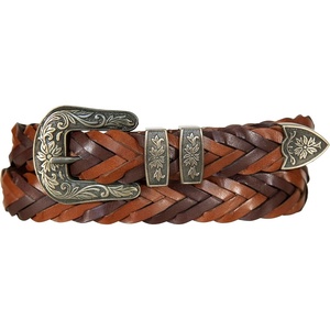 image:imageLucky Brand Womens Western Leather Belt  Classic  Fashion  Vintage  Buffalo Leather  WesternInspiredBraided Western  Multi