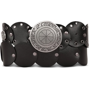 image:imageLucky Brand Womens Western Leather Belt  Classic  Fashion  Vintage  Buffalo Leather  WesternInspiredGrommet Concho  Black