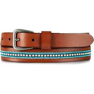 image:imageLucky Brand Womens Western Leather Belt  Classic  Fashion  Vintage  Buffalo Leather  WesternInspiredTurquoise Beaded  Tan