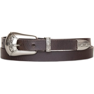 image:imageLucky Brand Womens Western Leather Belt  Classic  Fashion  Vintage  Buffalo Leather  WesternInspiredWestern Buckle  Brown