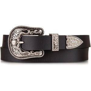 image:imageLucky Brand Womens Western Leather Belt  Classic  Fashion  Vintage  Buffalo Leather  WesternInspiredWestern Buckle and Tip  Black