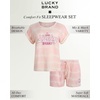 image:imageLucky Brand Womens 2 Piece Pajama Set Roll Sleeve Top amp Shorts Casual Sleepwear and Loungewear Cozy Soft PjsPink Tie Dye