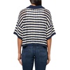 image:imageLucky Brand Womens Short Sleeve Pointelle Polo Button DownCadet Navy Multi Stripe
