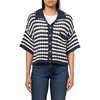 image:imageLucky Brand Womens Short Sleeve Pointelle Polo Button DownCadet Navy Multi Stripe