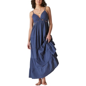 image:imageLucky Brand Womens Cutout Tiered Maxi DressNightshadow Blue
