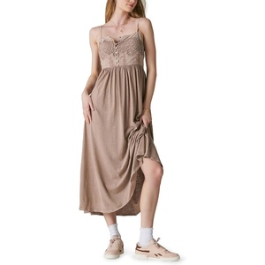image:imageLucky Brand Womens Lace Button Front Midi DressFawn