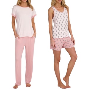 image:imageLucky Brand Womens Pajama Set  4 Piece Sleep Shirt Tank Top Pajama Pants Lounge Shorts SXLCarmens Bouquet