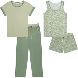image:imageLucky Brand Womens Pajama Set  4 Piece Sleep Shirt Tank Top Pajama Pants Lounge Shorts SXLWhimsical Fields