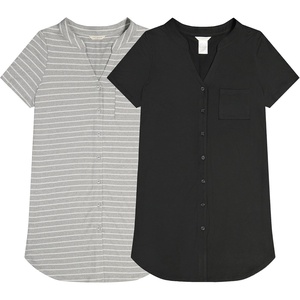 image:imageLucky Brand Womens Sleep Shirt Dress 2Pack Soft Comfortable Nightgown Style Sleepwear for Relaxed Nights and LoungingBlack  Heather Grey W Wht Stripes