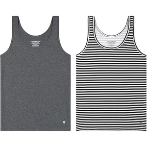 image:imageLucky Brand Womens Tank Top 2Pack Soft Cotton Blend Sleeveless Shirts for Everyday Wear Layering or LoungingCharcoalStripe Pack Charcoal Htr BlkWht Stripe
