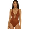 image:imageLucky Brand Womens Montauk One Piece Swimsuit Adjustable Bathing Suits for WomenAlmond