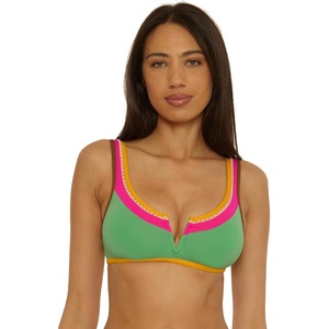 image:imageLucky Brand Womens Maldives Scoop Bikini Top Adjustable Tie Back Swimwear Separates for WomenSea Grass