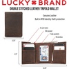 image:imageLucky Brand Canvas with Leather Trim Trifold Wallet Khaki One SizeDBL Stitched Leather  Brown