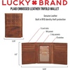 image:imageLucky Brand Canvas with Leather Trim Trifold Wallet Khaki One SizePlaid Embossed Leather  Brown