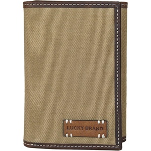 image:imageLucky Brand Canvas with Leather Trim Trifold Wallet Khaki One SizeCanvasLeather  Khaki
