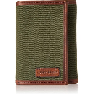 image:imageLucky Brand Canvas with Leather Trim Trifold Wallet Khaki One SizeCanvasLeather  Olive