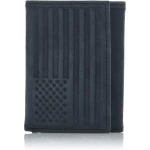 image:imageLucky Brand Canvas with Leather Trim Trifold Wallet Khaki One SizeFlag Embossed Leather  Black