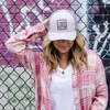 image:imageLucky Brand Trucker Hat  Snapback  Adjustable  Mesh Back  Retro  Baseball Cap  Golf  Fishing  American HeritageClover Patch  Light Grey
