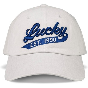 image:imageLucky Brand Classic Cotton Adjustable  Dad Hat  Baseball Cap  Golf  Fishing  Low Profile  5 Panel Design1990 Embroidered  Light Grey