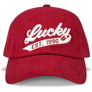 image:imageLucky Brand Classic Cotton Adjustable  Dad Hat  Baseball Cap  Golf  Fishing  Low Profile  5 Panel Design1990 Embroidered  Red
