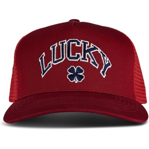image:imageLucky Brand Trucker Hat  Snapback  Adjustable  Mesh Back  Retro  Baseball Cap  Golf  Fishing  American HeritageClover  Red