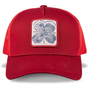 image:imageLucky Brand Trucker Hat  Snapback  Adjustable  Mesh Back  Retro  Baseball Cap  Golf  Fishing  American HeritageClover Patch  Red