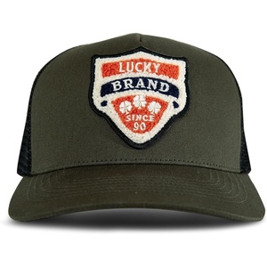 image:imageLucky Brand Trucker Hat  Snapback  Adjustable  Mesh Back  Retro  Baseball Cap  Golf  Fishing  American HeritageVintage Patch  Olive
