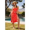 image:imageLucky Brand Womens Avila Rib Midi Dress Casual Beach Cover Ups for WomenScarlet