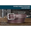 image:imageLucky Brand Mens Stitched Genuine Leather Belt  Classic  Casual  Dress  Everyday  Western  Metal BuckleDouble Stitch  Brown