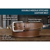 image:imageLucky Brand Mens Stitched Genuine Leather Belt  Classic  Casual  Dress  Everyday  Western  Metal BuckleDouble Stitch  Tan