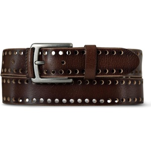 image:imageLucky Brand Mens Genuine Leather Belt  Classic  Casual  Everyday  Western  American Heritage  Metal BucklePerforated  Brown
