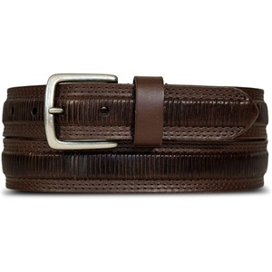 image:imageLucky Brand Mens Genuine Leather Belt  Classic  Casual  Everyday  Western  American Heritage  Metal BuckleStitched  Brown