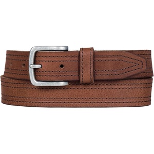 image:imageLucky Brand Mens Stitched Genuine Leather Belt  Classic  Casual  Dress  Everyday  Western  Metal BuckleAntiqued Leather  Tan