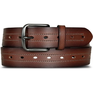 image:imageLucky Brand Mens Stitched Genuine Leather Belt  Classic  Casual  Dress  Everyday  Western  Metal BuckleStitch Detail  Brown