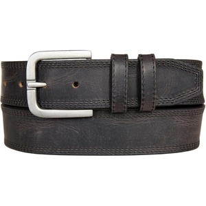 image:imageLucky Brand Mens Stitched Genuine Leather Belt  Classic  Casual  Dress  Everyday  Western  Metal BuckleTriple Needle Stitch  Black