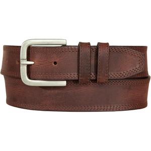 image:imageLucky Brand Mens Stitched Genuine Leather Belt  Classic  Casual  Dress  Everyday  Western  Metal BuckleTriple Needle Stitch  Brown