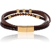 image:imageLucky Brand 3Row Brown Leather Bracelet for Men 85 GoldTone Stainless Steel Braided Bracelet with Beads