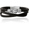 image:imageLucky Brand 3Row Microfiber Leather Bracelet for Men 85 Stainless Steel Knotted Bracelet